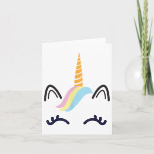 Cartão Unicorn Face Eyelashes Sorri Figurino de Halloween