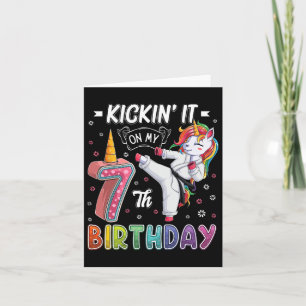 Cartão Unicorn Karate 7 Birthday 7 7 7 Anos