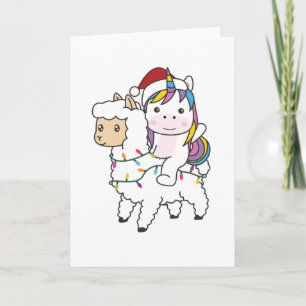 Cartão Unicorn Llama natalino Animais de inverno