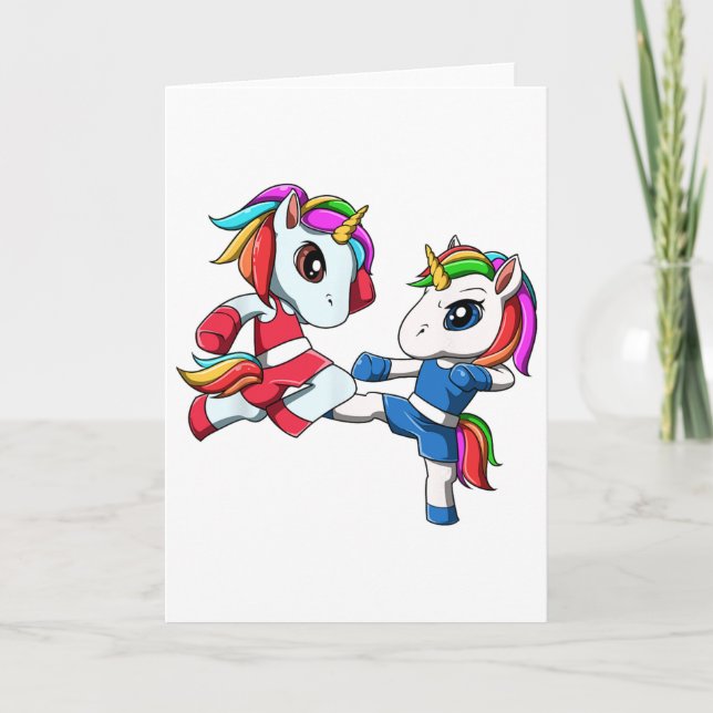 Cartão Unicorn Muay Thai - Nak Muay, Presente de Kickboxi (Frente)