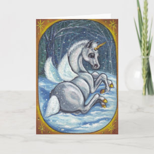Cartão UNICORN PEGASUS FOAL Winter Note Card