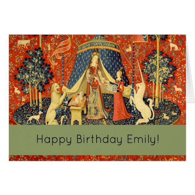 Cartão Unicorn Tapestries Lady Legend Medieval (Frente Horizontal)