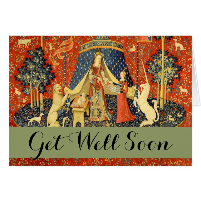 Cartão Unicorn Tapestries Lady Legend Medieval (Frente Horizontal)