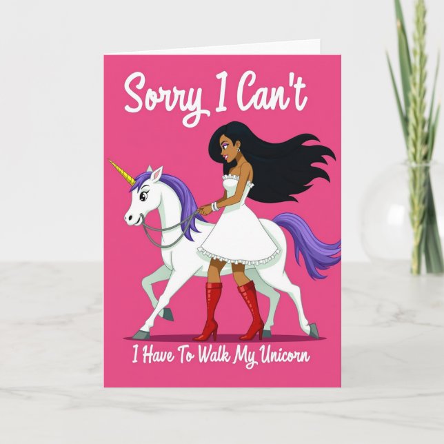 Cartão Unicorn Walk Excuse Funny Card (Frente)