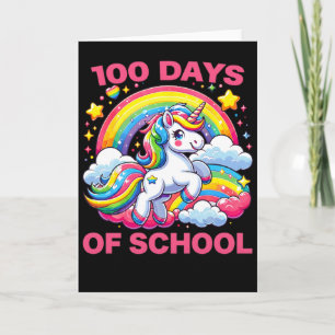 Cartão Unicórnio 100 Dias Mais Inteligente Arco-íris Fofo