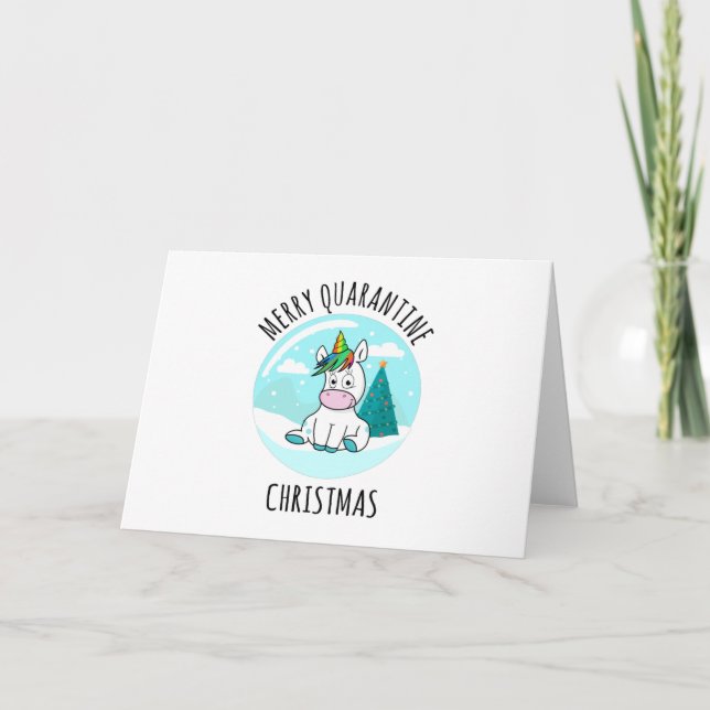 Cartão Unicórnio Alegre Natal de Quarentena (Frente)