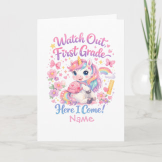 Cartão Unicórnio Aquarela Kawaii Foto Volta às Aulas
