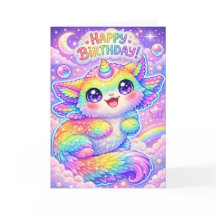 Unicórnio Arco-Íris Mágico Gato Feliz Aniversário 