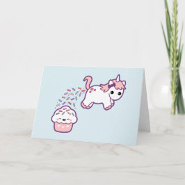 Cartão Unicórnio bonito com Cupcake