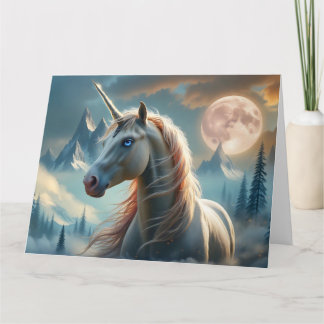 Cartão Unicórnio Místico nas Montanhas Encantadas