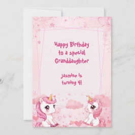 Cartão Unicórnio Rosa Fofo um Aniversário mágico