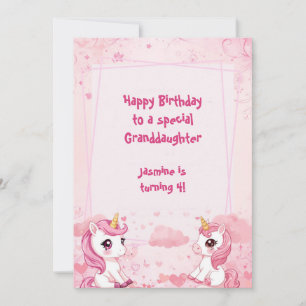 Cartão Unicórnio Rosa Fofo um Aniversário mágico