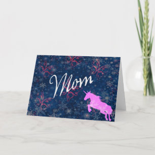 Cartão Unicórnio Rosa para a Mamãe