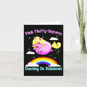 Cartão Unicórnios Rosa Fluffy Dançando Em Rainbots-Camisa