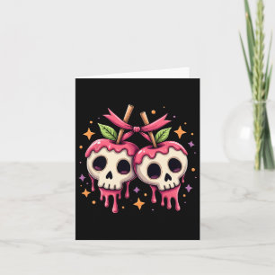 Cartão Unidade de Casal de Maçã de Crânio Kawaii Hallowee