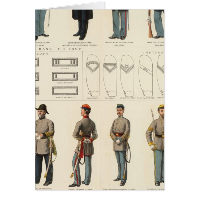 Cartão Uniformes, EUA, exércitos CS (Frente)