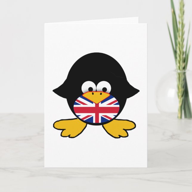 Cartão Union Jack Penguin (Frente)
