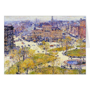 Cartão Union Square na Primavera por Frederick Childe Has