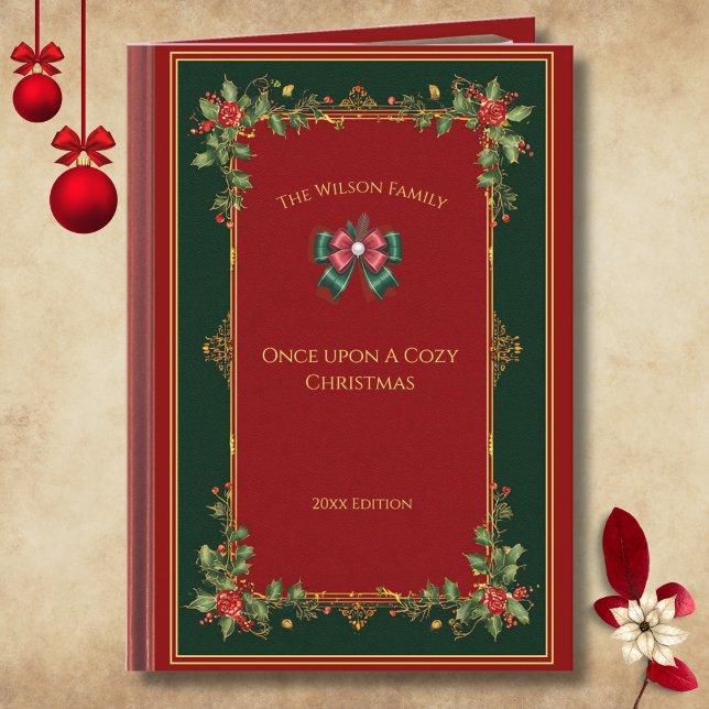 Cartão Unique Storybook Once Upon a Cozy Christmas Photo (Move beyond the ordinary! Share your magical Christmas wishes with a storybook card)
