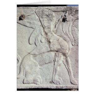 Cartão Urna fúnebre com alivio cinzelado de um grifo