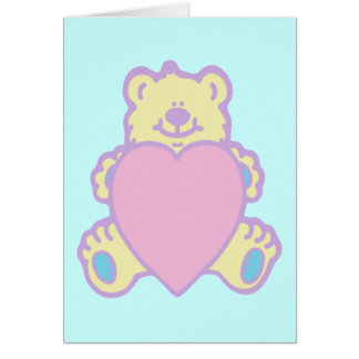 Cartão Ursa de pelúcia fofa coração de amor