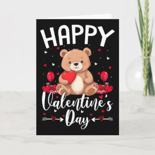 Cartão Ursa Feliz Dia dos Namorados Urso Fofo Com Coraçõe