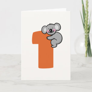 Cartão Ursa Koala Fofa Um Ano Doce Aniversário de 1 Ano
