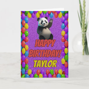 Cartão Ursa Panda Fofa Saudação Feliz Aniversário