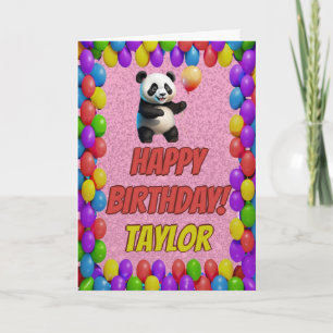 Cartão Ursa Panda Fofa Saudação Feliz Aniversário