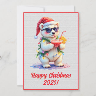 Cartão Ursa Polar de Natal Digital Personalizada Cub Xmas