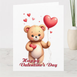 Cartão Ursa Teddy Fofa com Coração – Feliz Dia dos Namora