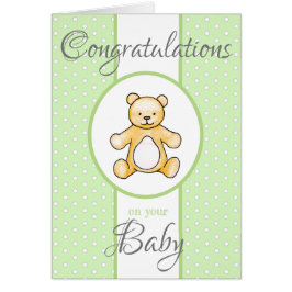 Cartão Ursinho de chá de fraldas de safra