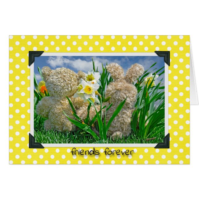 Cartão Ursinho e Bunny Buddies (Frente Horizontal)