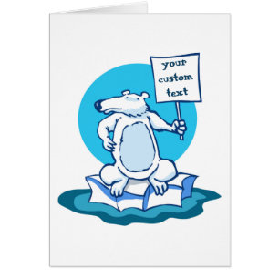 Cartão ursinho polar protestando contra o aquecimento glo