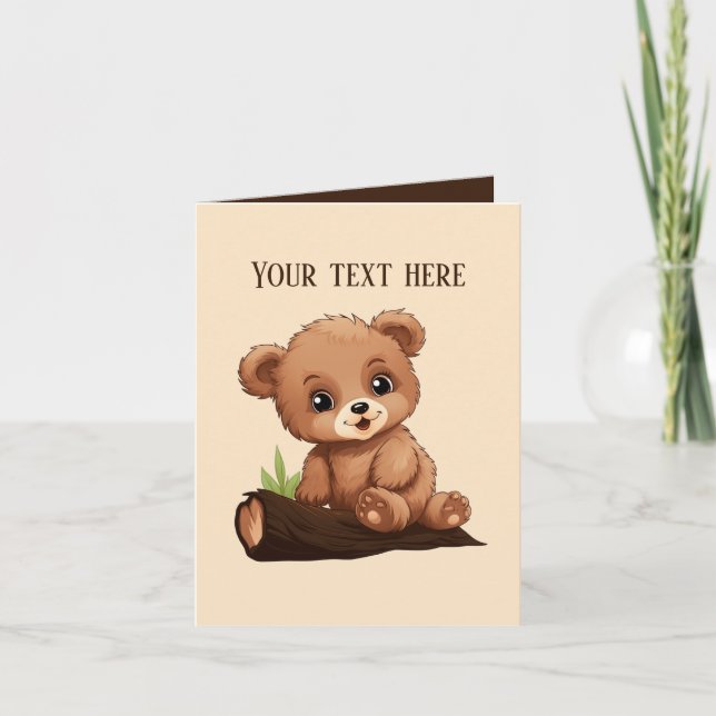 Cartão Urso bebê bonito adiciona texto para qualquer prop (Frente)