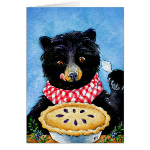 Cartão Urso Bonito com Pizza, Vida Selvagem, Casca, Anima