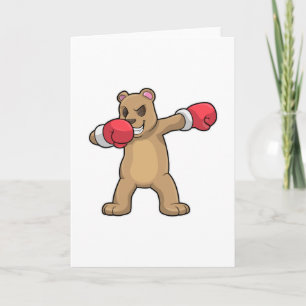 Cartão Urso como Boxeador na Dança de Boxe e Hip Hop Dab