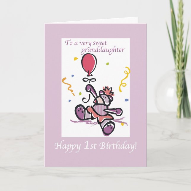 Cartão Urso da Neta de Aniversário de 2709 (Frente)