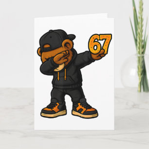 Cartão Urso Dabbing 67 Meme Engraçado Brainrot Hip Hop Cr