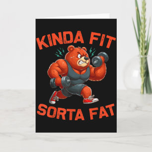 Cartão Urso de academia engraçado meio em forma meio gord