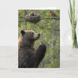 Cartão Urso de Aniversário Resgatando um Bebê Robin