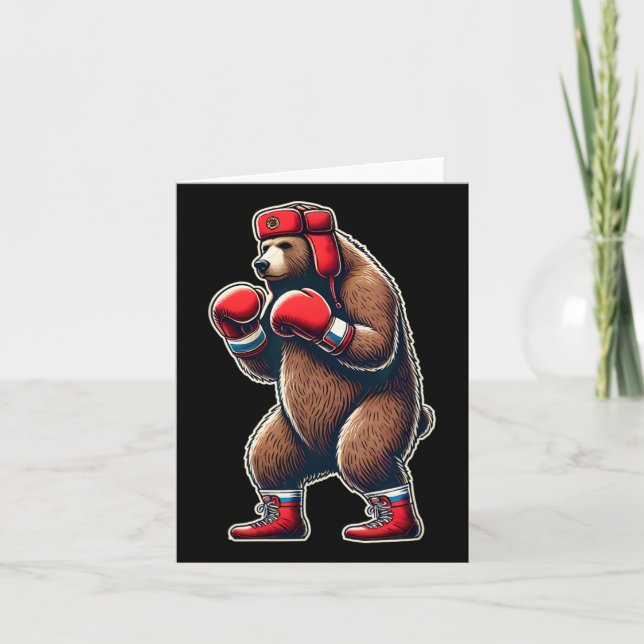 Cartão Urso de Boxing Russo soviético (Frente)