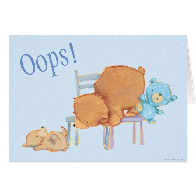 Cartão Urso de Brown grande, chita, & cadeiras flexíveis (Frente Horizontal)