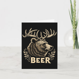 Cartão Urso De Design Da Vintagem Engraçado Com Cerveja C