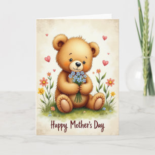 Cartão Urso de Dia das Mães Floral Card
