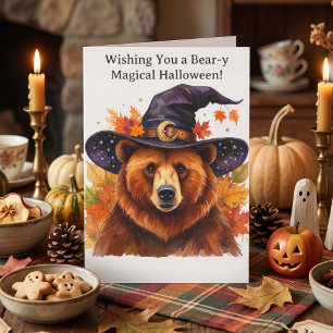 Cartão Urso de Halloween de Outono Saudações de Outono