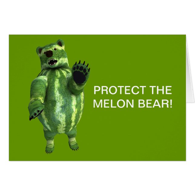 Cartão Urso de Melancias Verde Engraçado (Frente Horizontal)
