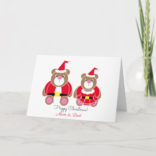 Cartão Urso de Natal do Mamãe e Papai (Frente)