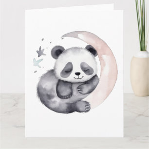 Cartão Urso de Panda da Lua de Água Sonolento
