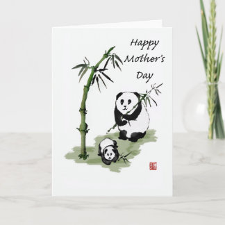 Cartão Urso de panda e bebê, o dia de mãe feliz